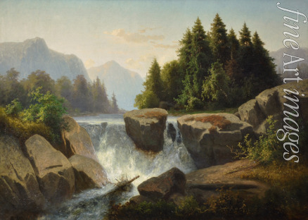 Kosárek Adolf - Mountain landscape with waterfall