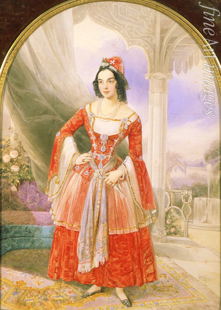 Hau (Gau) Wladimir (Woldemar) Iwanowitsch - Bildnis der Opernsängerin Anna Stepanowa (1816-1838) im orientalischen Gewand