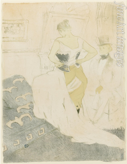 Toulouse-Lautrec Henri de - Frau, ihr Korsett anprobierend