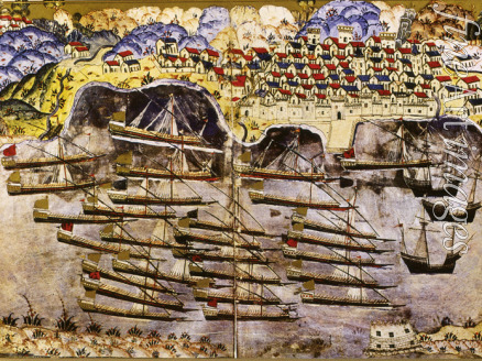 Nasuh Matrakci - Barbarossa's fleet wintering in the French harbour of Toulon, 1543
