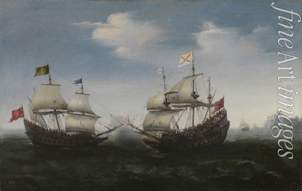 Vroom Hendrick Cornelisz. - Naval combat against a rocky shore