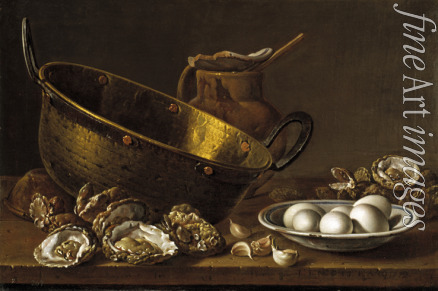 Meléndez Luis Egidio - Still life with oysters, garlic and eggs