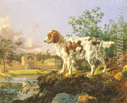 Rauch Johann Nepomuk - The Kuzminki estate. Manege. A dog in the landscape