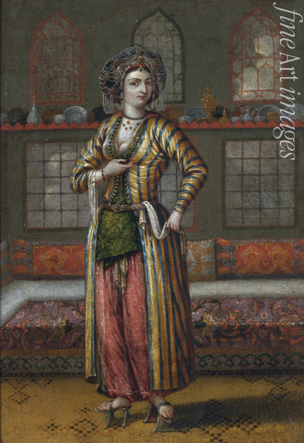 Vanmour (Van Mour) Jean-Baptiste (School) - A noble lady of Constantinople wearing Hammam shoes