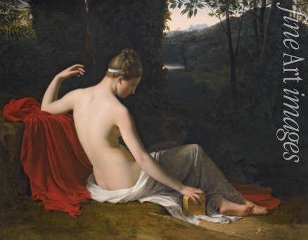Hersent Louis - Pandora Reclining in a Wooded Landscape