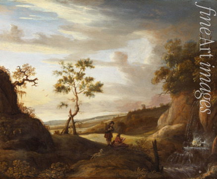 Lievens Jan - Landscape with an artist who paints a waterfall