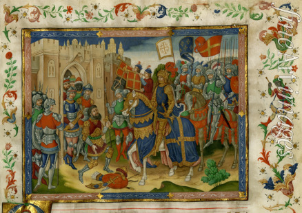 The Spanish Forger - The triumphant entry of Crusaders into Jerusalem. From the Antiphoner 