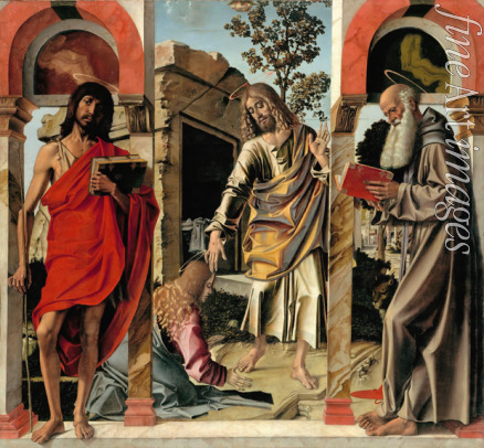 Montagna Bartolomeo - Der auferstandene Christus mit Maria Magdalena und den Heiligen Johannes dem Täufer und Hieronymus