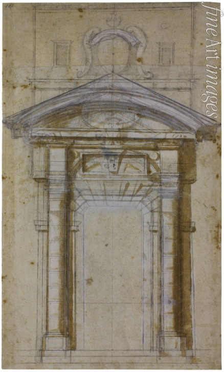 Buonarroti Michelangelo - Studie für Porta Pia in Rom