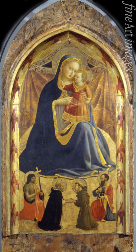 Angelico Fra Giovanni da Fiesole - Madonna mit dem Kinde und den Heiligen Johannes dem Täufer, Dominikus, Franziskus und Paulus