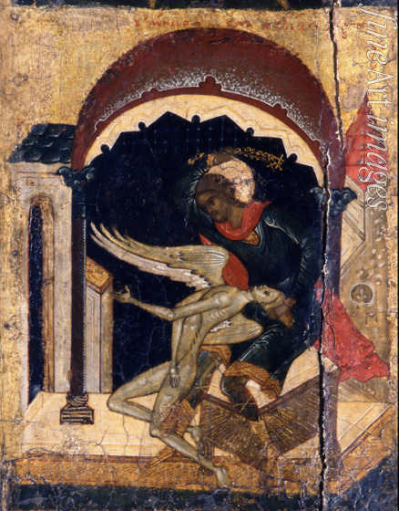 Russian icon - Saint Nicetas Vanquishing Satan (Detail)