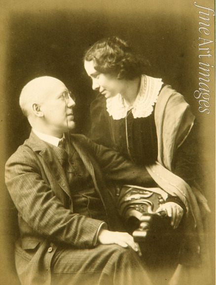 Leschtschinski Michail Jakowlewitsch - Porträt des Schriftstellers Fjodor Sologub (1863-1927) mit Gattin