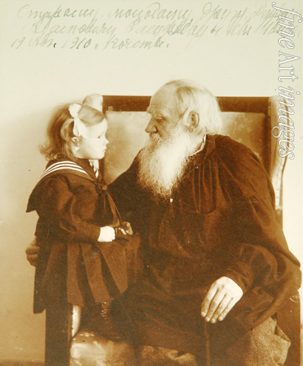 Tschertkow Wladimir Grigoriewitsch - Der Schriftsteller Leo Tolstoi mit seiner Enkelin Tatiana in Jasnaja Poljana