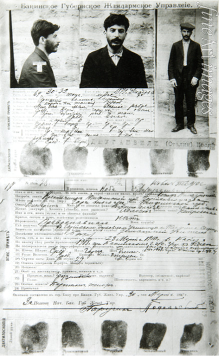 Russian Photographer - The information card on J. Jugashvili (Stalin) from the files of the Tsarist secret police in Baku