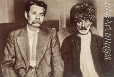 Unbekannter Fotograf - Maxim Gorki und Suleiman Stalski auf dem ersten Kongress des sowjetischen Schriftstellerverbandes in Moskau im August 1934