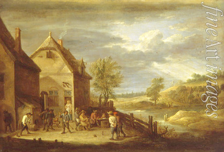 Teniers David the Younger - Landscape with Peasants Playing Bowls
