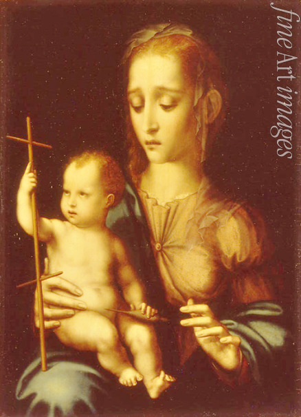 Morales Luis de - Madonna und Kind mit kreuzförmigen Spinnrocken