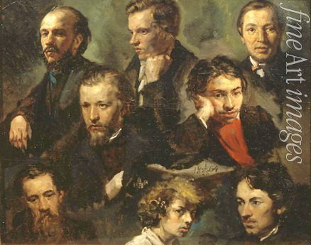 Maximov Vasili Maximovich - Self-portrait with portraits of the friends
