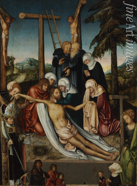 Cranach Lucas der Ältere - Die Beweinung Christi mit Heiligen Wolfgang und Helena