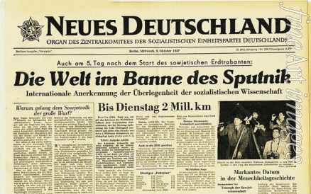 Anonymous - Title Page of Neues Deutschland: The World Under the Spell of Sputnik, October 9, 1957