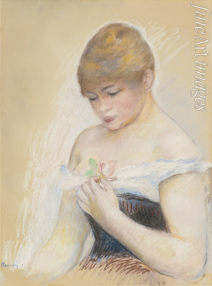 Renoir Pierre Auguste - Young Woman Holding A Flower. Portrait of the actress Jeanne Samary
