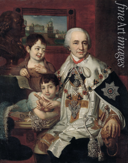 Borovikovsky Vladimir Lukich - Portrait of Admiral Count Grigory Grigoryevich Kushelev (1754-1833) with children