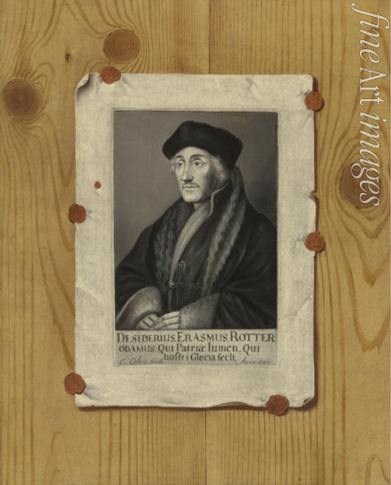Collier Edwaert - Trompe-l'oeil Stillleben mit Porträt des Erasmus von Rotterdam