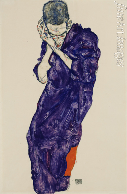 Schiele Egon - Jüngling in violetter Kutte mit verschränkten Händen