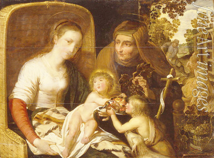 Holländischer Meister - Die Heilige Familie mit dem Johannesknaben und der heiligen Elisabeth