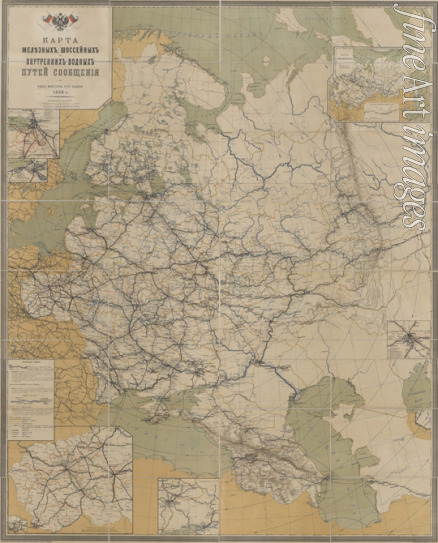 Unbekannter Meister - Karte von Straßen, Eisenbahnstrecken und Binnenwasserstraßen des russischen Reiches 1893