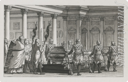 Quarenghi Giacomo Antonio Domenico - The Emperor Paul I Lying in State with a guard of honour