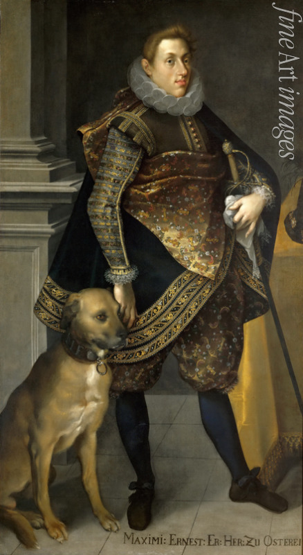 Heintz Joseph the Elder - Archduke Maximilian Ernest of Austria (1583-1616) with a hunting dog