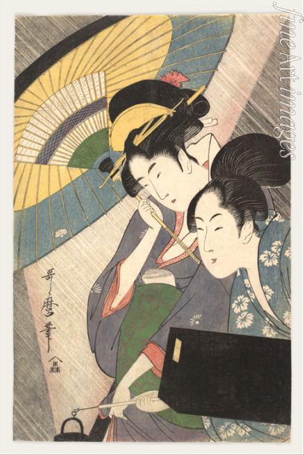 Utamaro Kitagawa - Zwei Frauen unter einem Schirm