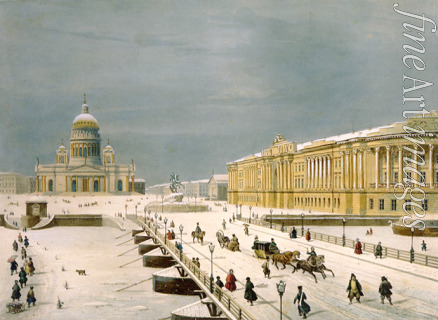 Bichebois Louis-Pierre-Alphonse - The Saint Isaac's Cathedral and Senate Square in St. Petersburg