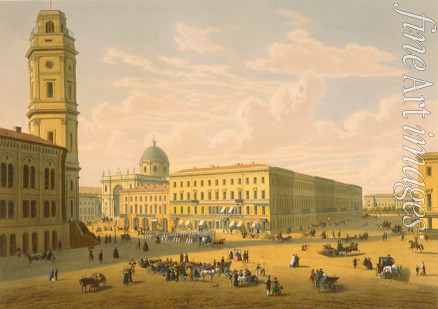 Jacottet Louis Julien - View of the Catholic church and Michaylovskaya street in St. Petersburg