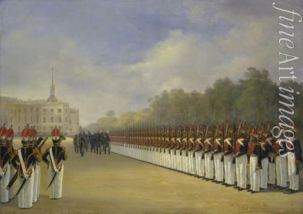 Ladurner Adolphe - Parade des Pawlowski-Regiments auf dem Marsfeld in Sankt Petersburg