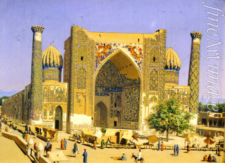 Wereschtschagin Wassili Wassiljewitsch - Die Sher-Dor-Madrasa auf dem Registanplatz in Samarkand