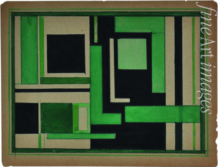 Suetin Nikolai Mikhailovich - Suprematist Composition with black and green