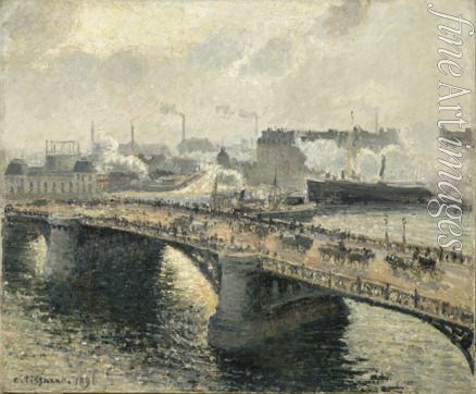Pissarro Camille - Pont Boïeldieu in Rouen, Sonnenuntergang, nebliges Wetter