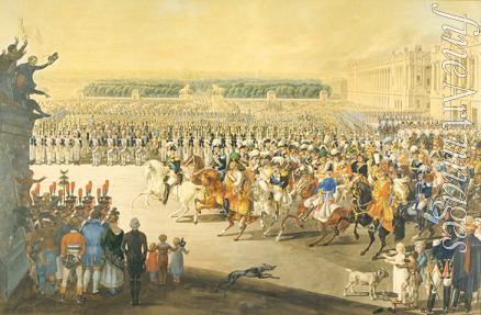 Malek F. - Alliierte Truppen mit dem russischen Zaren und Preußenkönig ziehen mit ihren Garden am 31. März 1814 in Paris ein