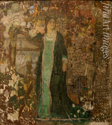 Savinov Alexander Ivanovich - Harpist. Portrait of Tatiana Sergeevna Bartseva (1886-1984)