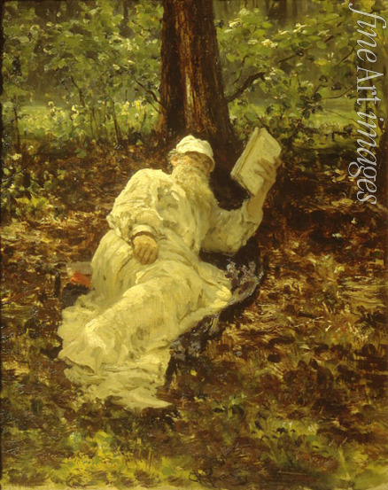 Repin Ilja Jefimowitsch - Leo Tolstoi bei der Rast im Wald