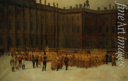 Maxutow Wassili Nikolajewitsch - Nikolaus I. vor der Einheit des Leibgarde-Pionierbataillons im Hof des Winterpalais am 14. Dezember 1825