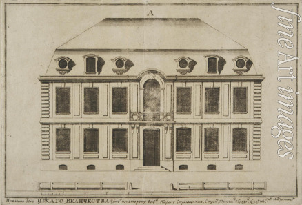Trezzini Domenico Andrea - Entwurf einer typischen Fassade des zweistöckigen Hauses für den Bau entlang der Newa-Uferstrasse