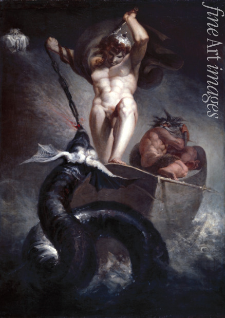 Füssli (Fuseli) Johann Heinrich - Thor in Hymir's boat battling the Midgard Serpent