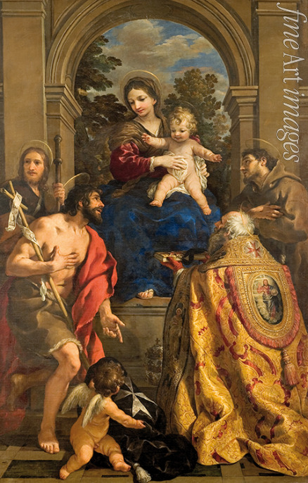 Cortona Pietro da - Madonna und Kind mit heligen Jakob, Johannes dem Täufer, Papst Stephan I. und Franziskus