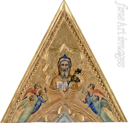 Giotto di Bondone - Gottvater mit Engeln. (Aus dem Baroncelli-Polptychon)