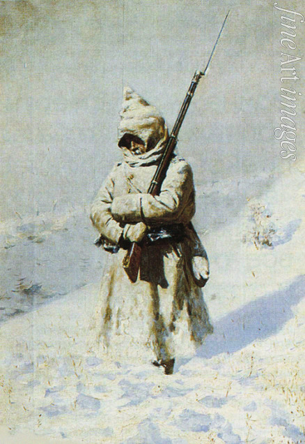 Wereschtschagin Wassili Wassiljewitsch - Soldat im Schnee (Alles ruhig am Schipkapass)