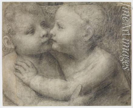 Luini Bernardino - Zwei sich umarmende Kinder (Christus und Johannes der Täufer)