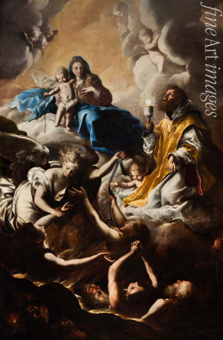 Guidobono Bartolomeo - Die Jungfrau Maria und heiliger Nikolaus von Tolentino mit der Armen Seelen im Fegefeuer